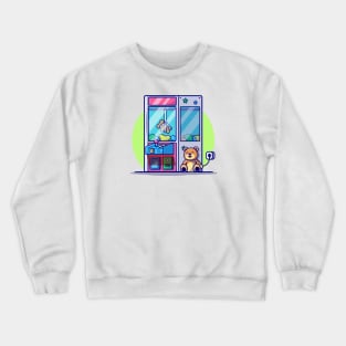 Claw Machine with Cute Teddy Bear Cartoon Vector Icon Illustration Crewneck Sweatshirt